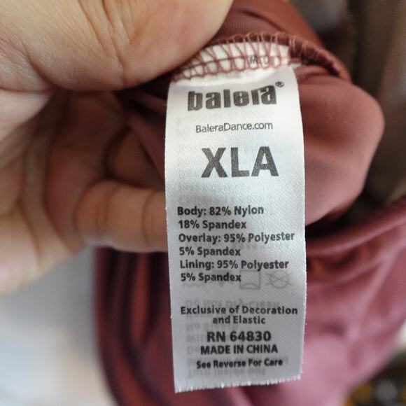 WEISSMAN Balera Dance Adult XLA 16/18 Split Leg Unitard Halter Mauve MJ12201 - Picture 8 of 12